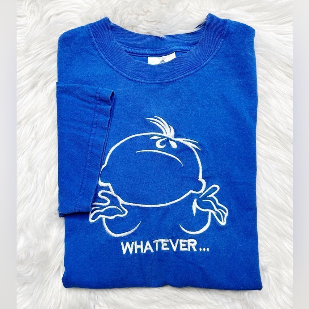Alstyle Apparel & Activewear Short Sleeve Whatever T-Shirt Blue & White Medium